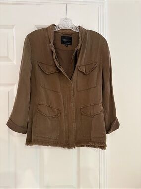 Sanctuary Olive Utility Jacket with Frayed Hem